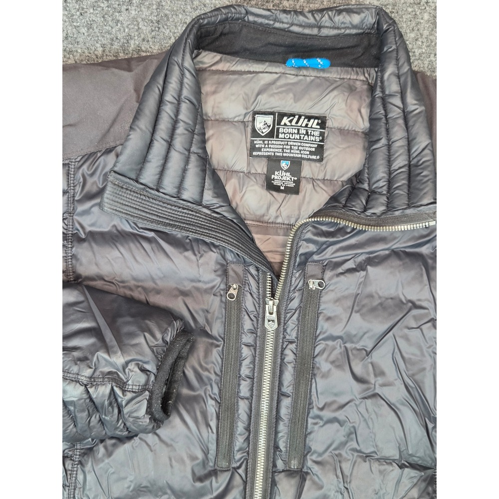 Kuhl Projekt Mens M Black Goose Down Puffer Jacket Full Zip Quilted Lightweight